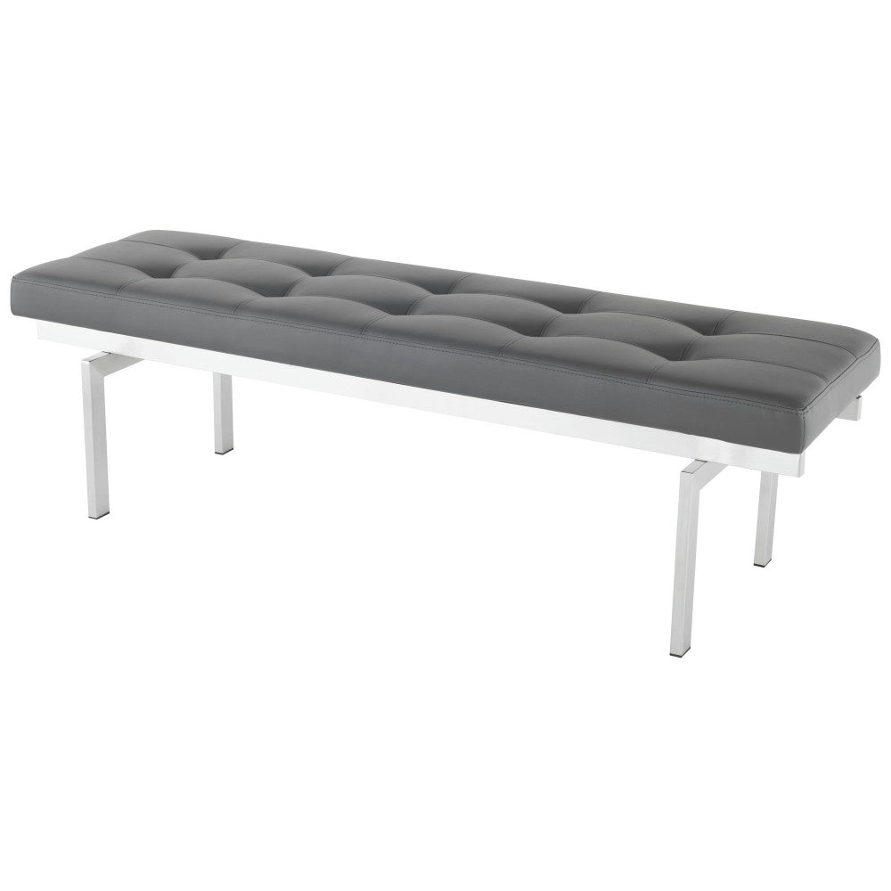 Louve Gray Naugahyde Occasional Bench, HGTA898