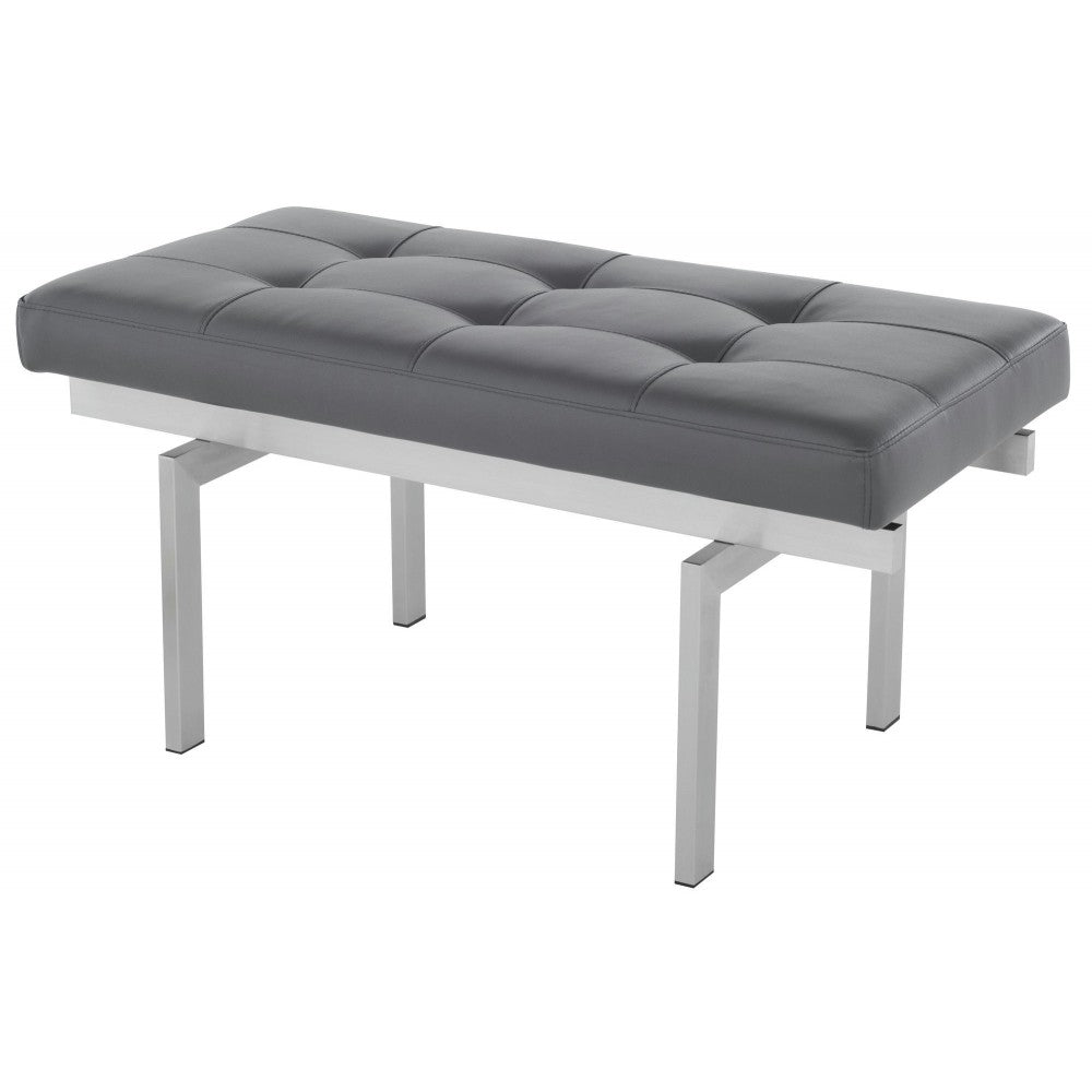 Louve Gray Naugahyde Occasional Bench, HGTB132