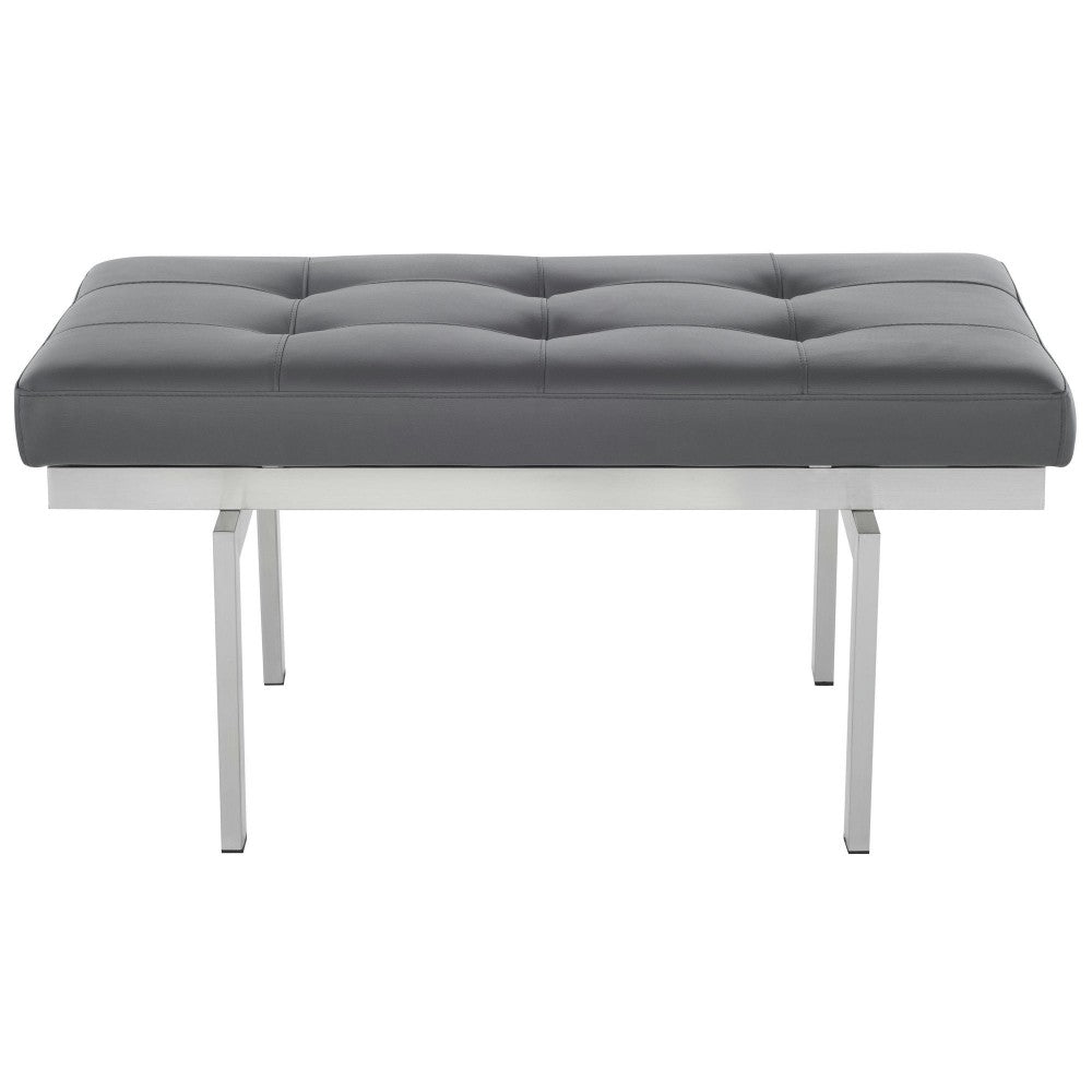 Louve Gray Naugahyde Occasional Bench, HGTB132