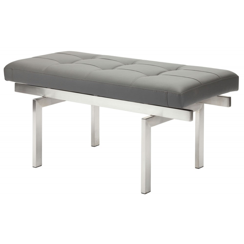 Louve Gray Naugahyde Occasional Bench, HGTB132