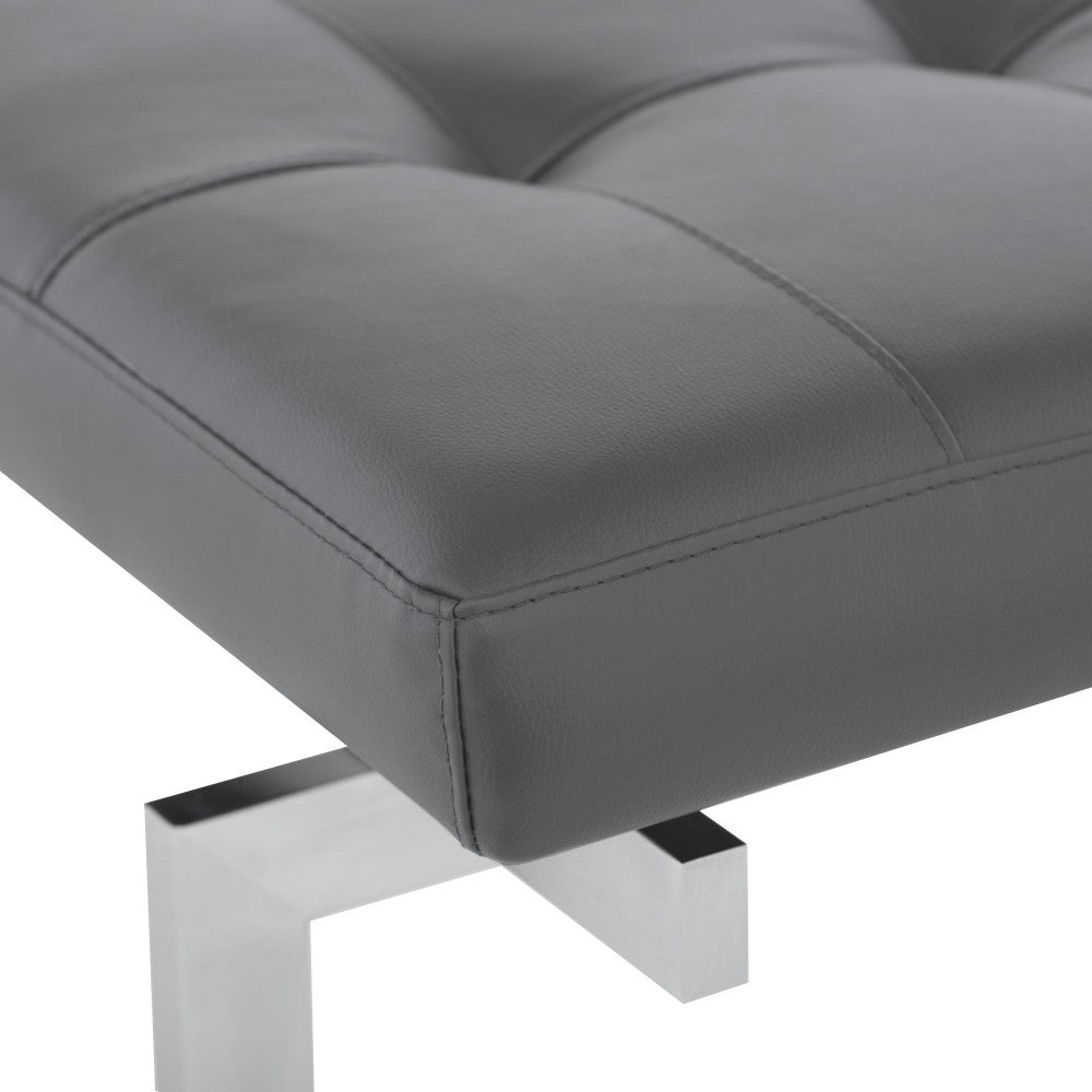 Louve Gray Naugahyde Occasional Bench, HGTB132