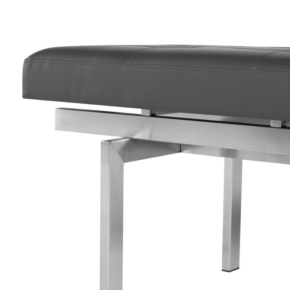 Louve Gray Naugahyde Occasional Bench, HGTB132