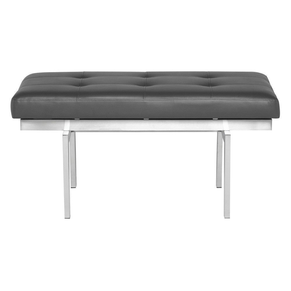 Louve Gray Naugahyde Occasional Bench, HGTB132