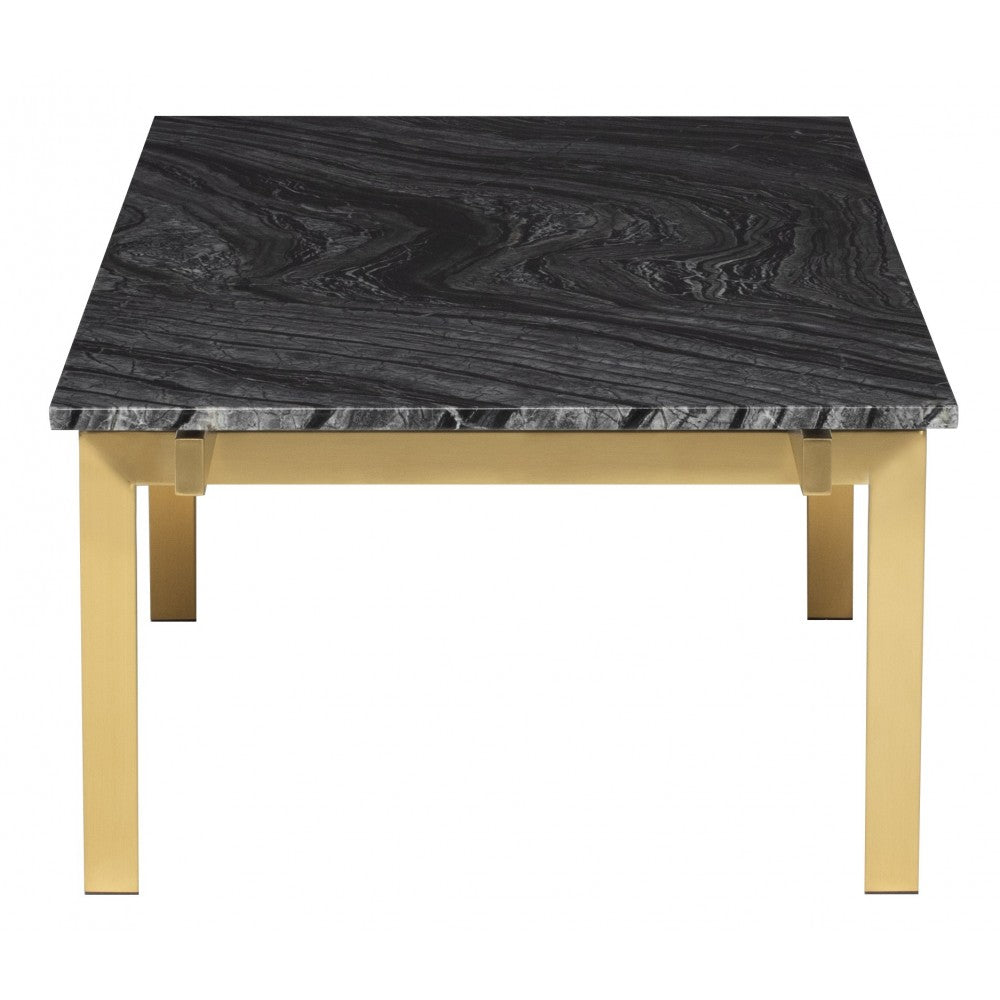 Louve Black Wood Vein Stone Coffee Table, HGNA116