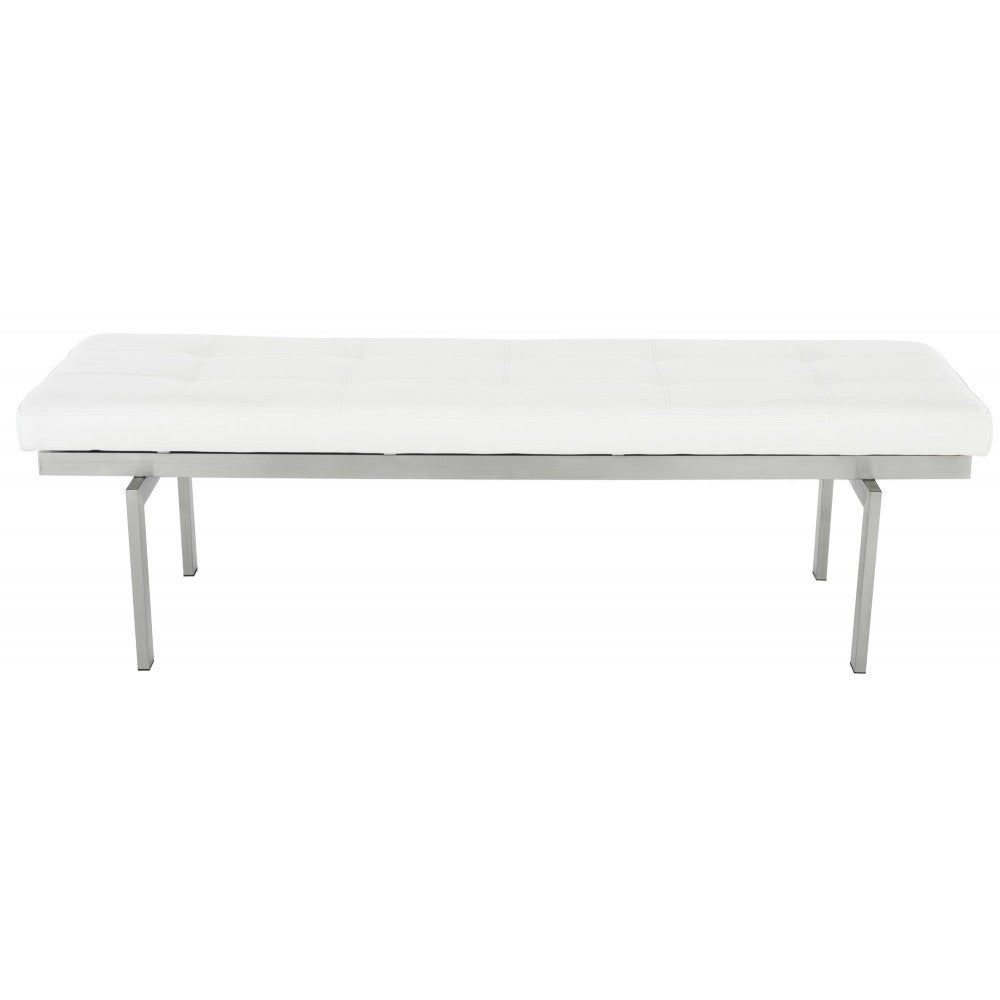 Louve White Naugahyde Occasional Bench