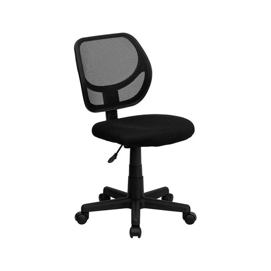 Low Back Black Mesh Swivel Task Office Chair with Curved Square Back
