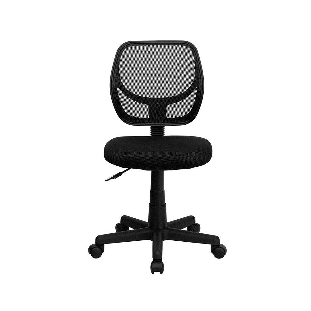 Low Back Black Mesh Swivel Task Office Chair with Curved Square Back