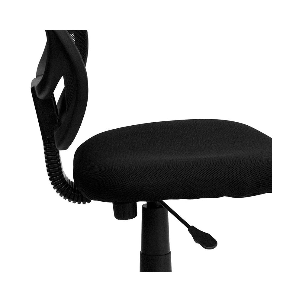 Low Back Black Mesh Swivel Task Office Chair with Curved Square Back