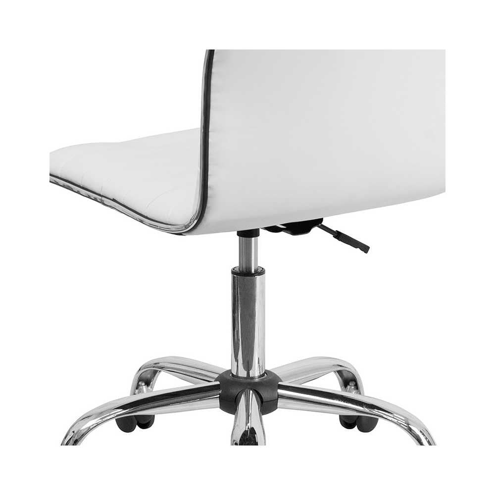 Low Back Designer Armless White Ribbed Swivel Task Office Chair