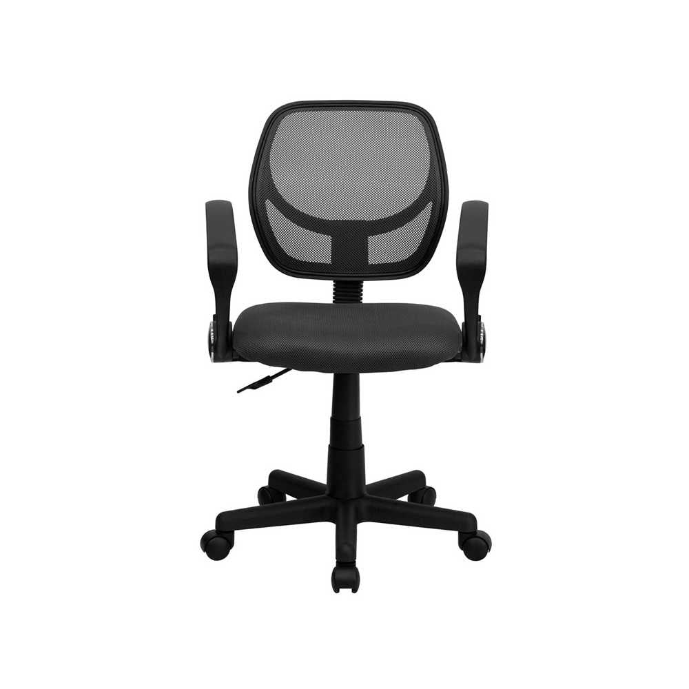 Low Back Gray Mesh Swivel Task Office Chair with Arms