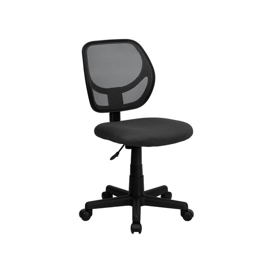 Low Back Gray Mesh Swivel Task Office Chair with Curved Square Back