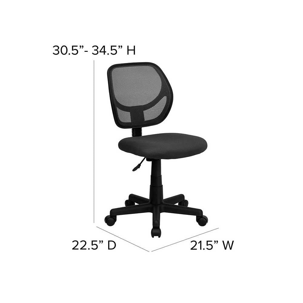 Low Back Gray Mesh Swivel Task Office Chair with Curved Square Back