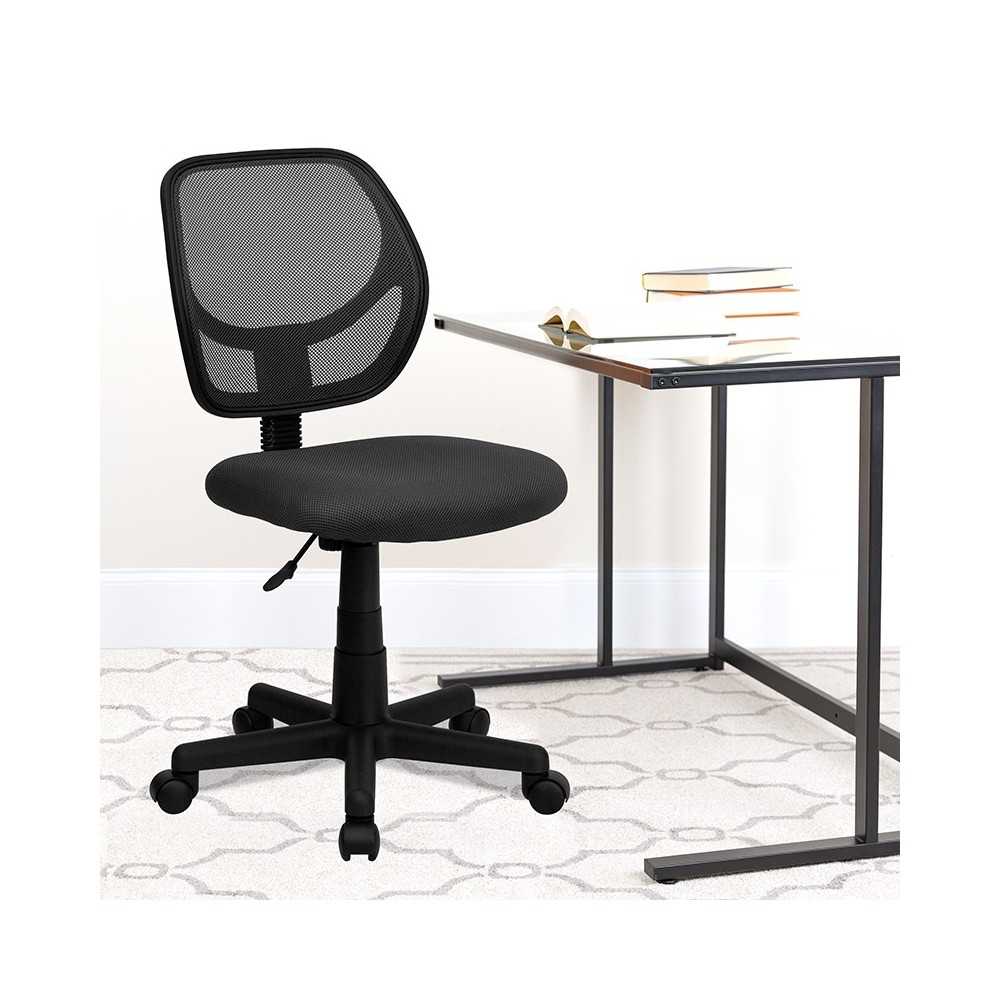 Low Back Gray Mesh Swivel Task Office Chair with Curved Square Back