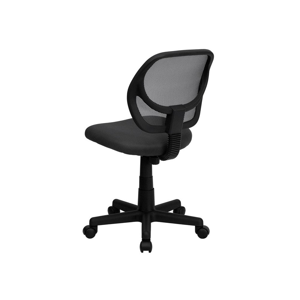 Low Back Gray Mesh Swivel Task Office Chair with Curved Square Back
