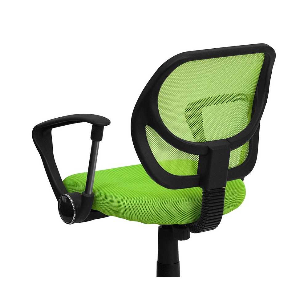 Low Back Green Mesh Swivel Task Office Chair with Arms