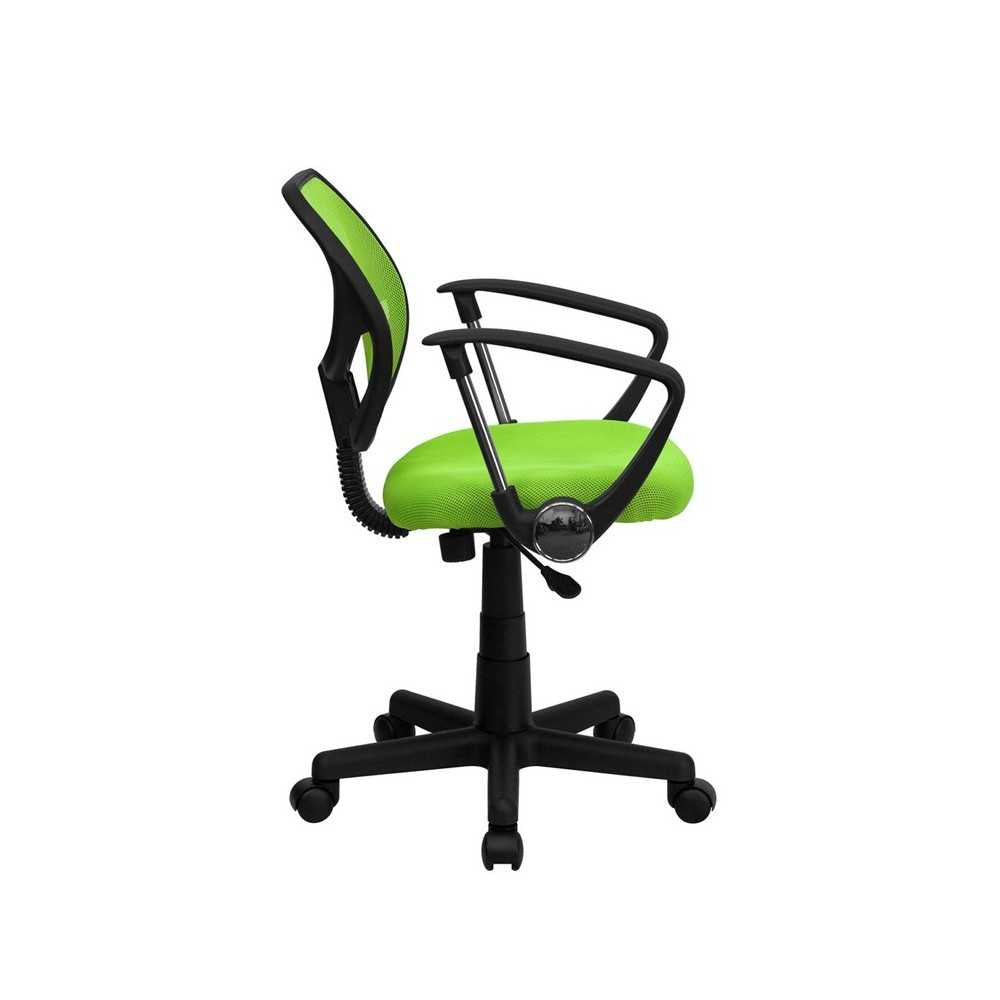 Low Back Green Mesh Swivel Task Office Chair with Arms