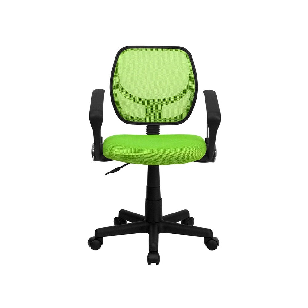 Low Back Green Mesh Swivel Task Office Chair with Arms