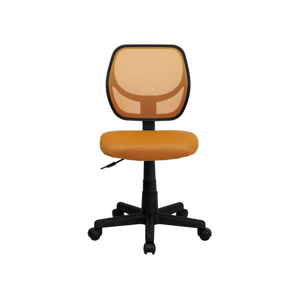 Low Back Orange Mesh Swivel Task Office Chair