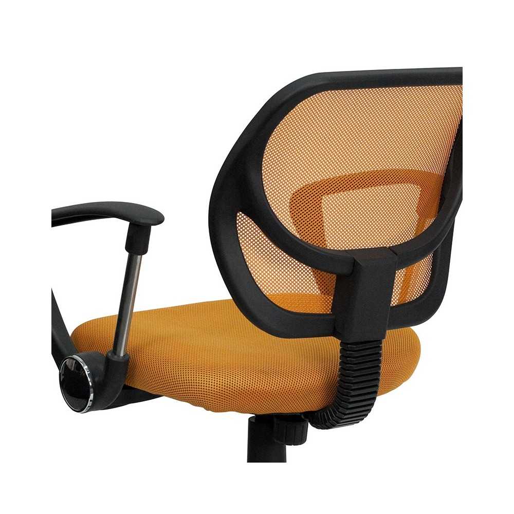 Low Back Orange Mesh Swivel Task Office Chair with Arms