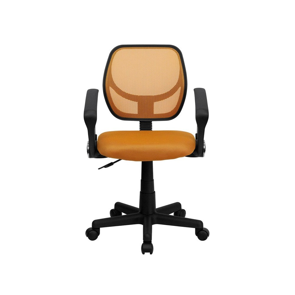 Low Back Orange Mesh Swivel Task Office Chair with Arms