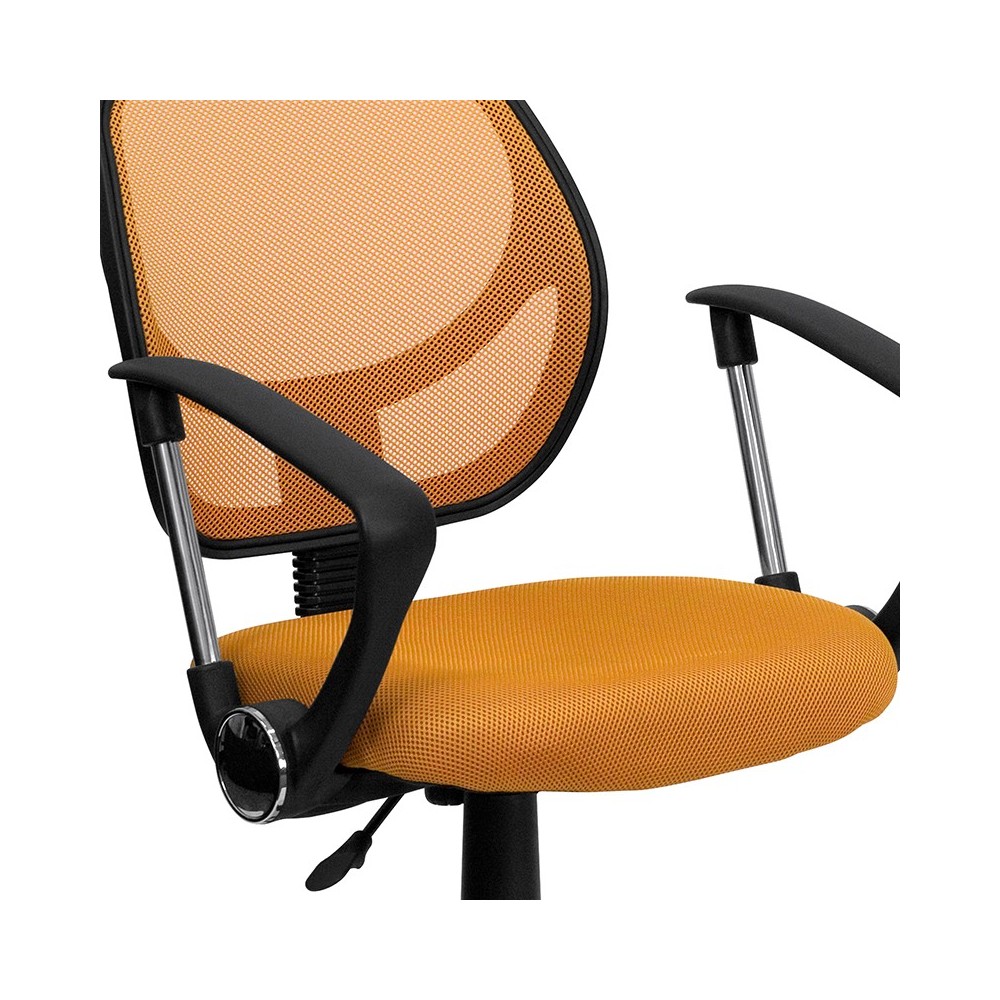Low Back Orange Mesh Swivel Task Office Chair with Arms