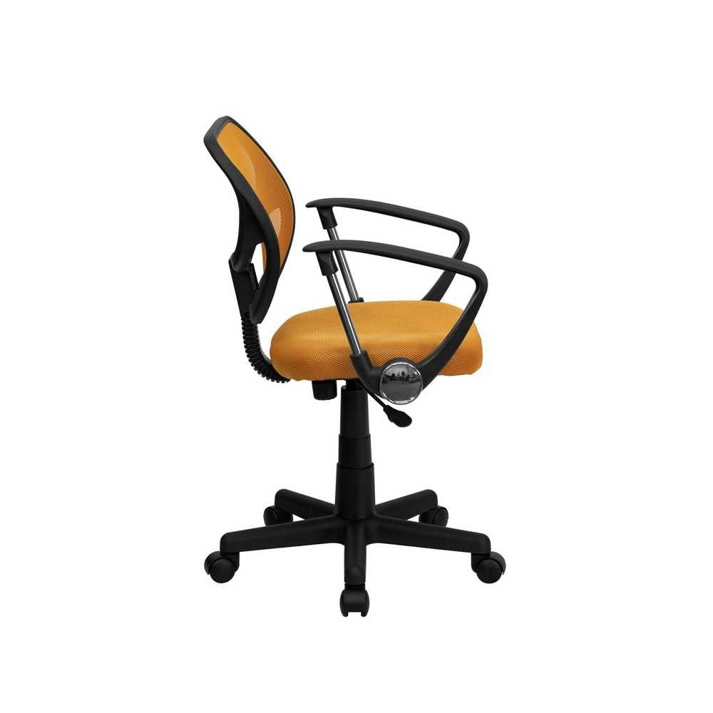 Low Back Orange Mesh Swivel Task Office Chair with Arms