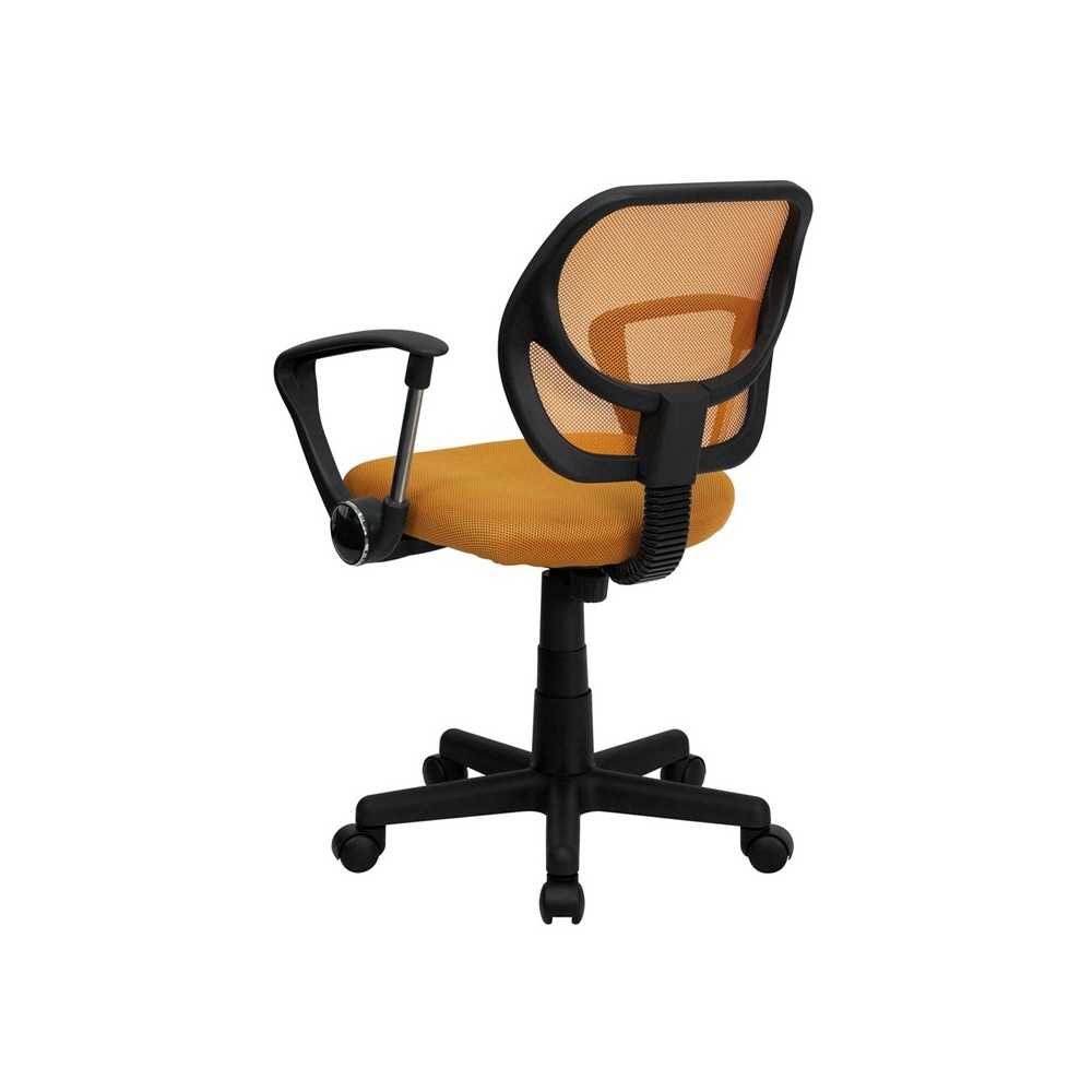 Low Back Orange Mesh Swivel Task Office Chair with Arms