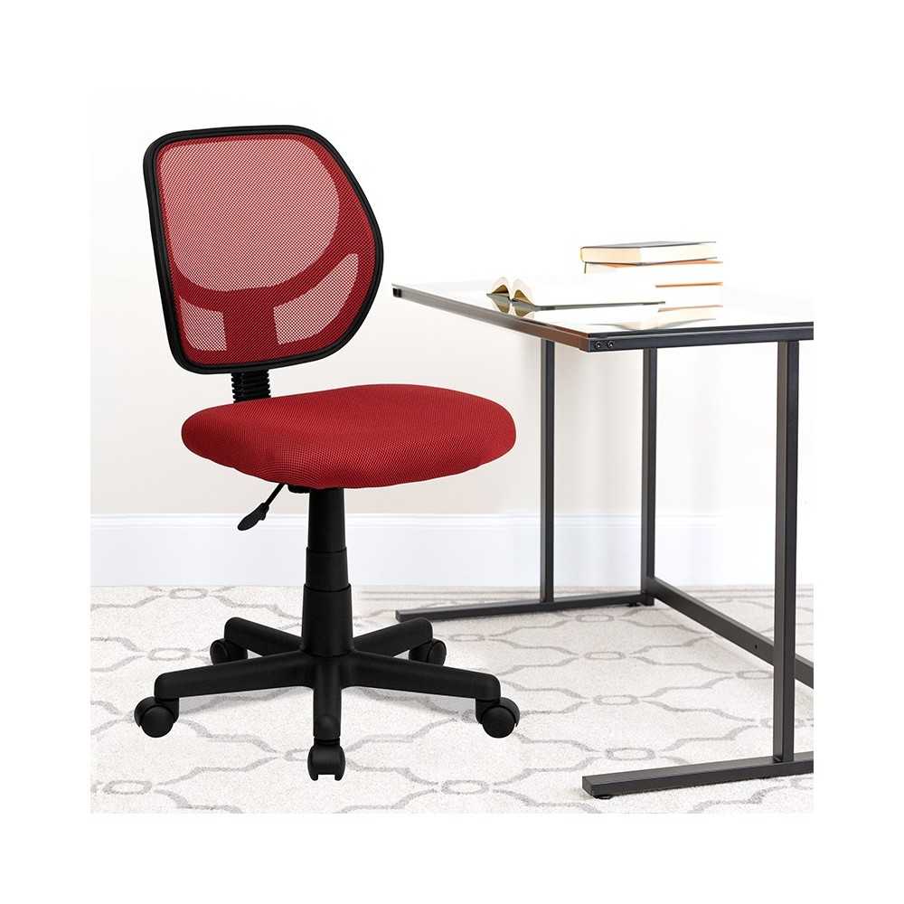 Low Back Red Mesh Swivel Task Office Chair