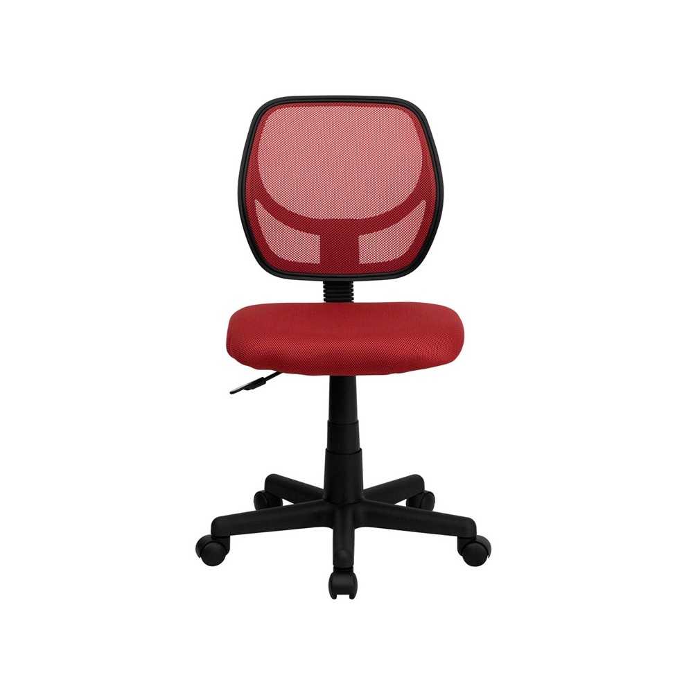 Low Back Red Mesh Swivel Task Office Chair