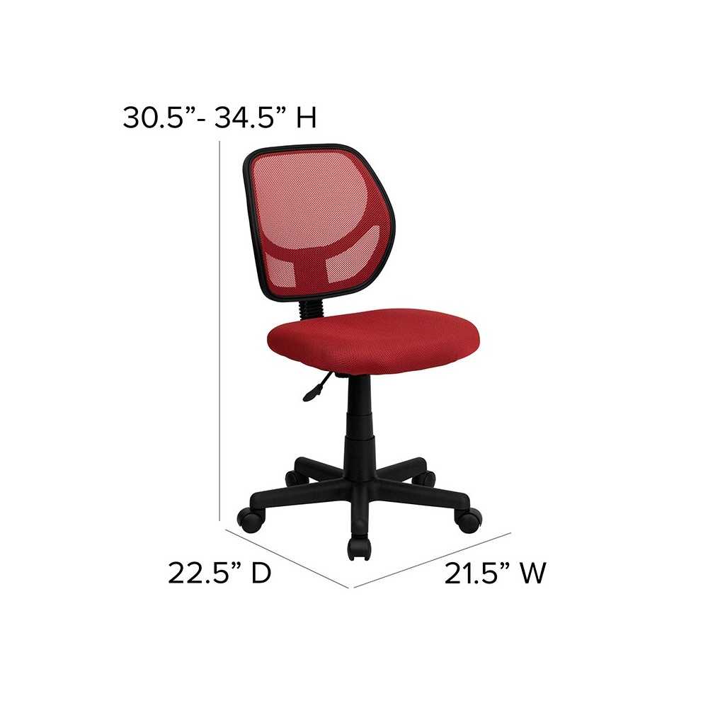 Low Back Red Mesh Swivel Task Office Chair