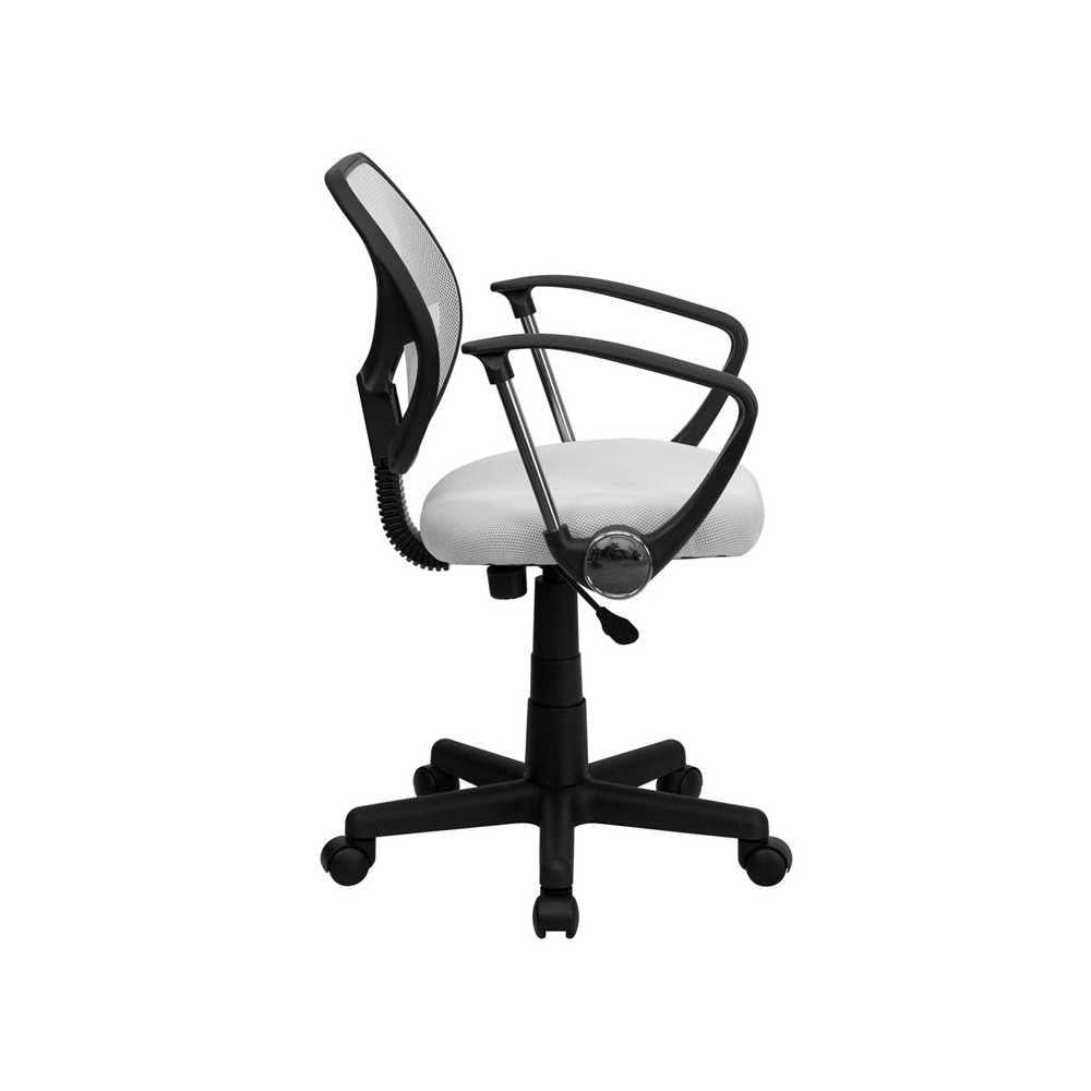 Low Back White Mesh Swivel Task Office Chair with Arms
