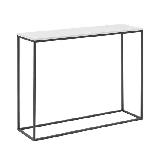 Lowell 42" Open Box Entry Table - Faux White Marble/Black