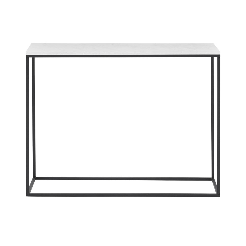 Lowell 42" Open Box Entry Table - Faux White Marble/Black