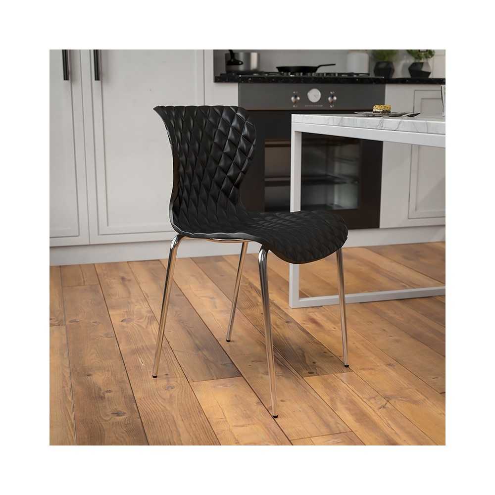 Lowell Contemporary Design Black Plastic Stack Chair