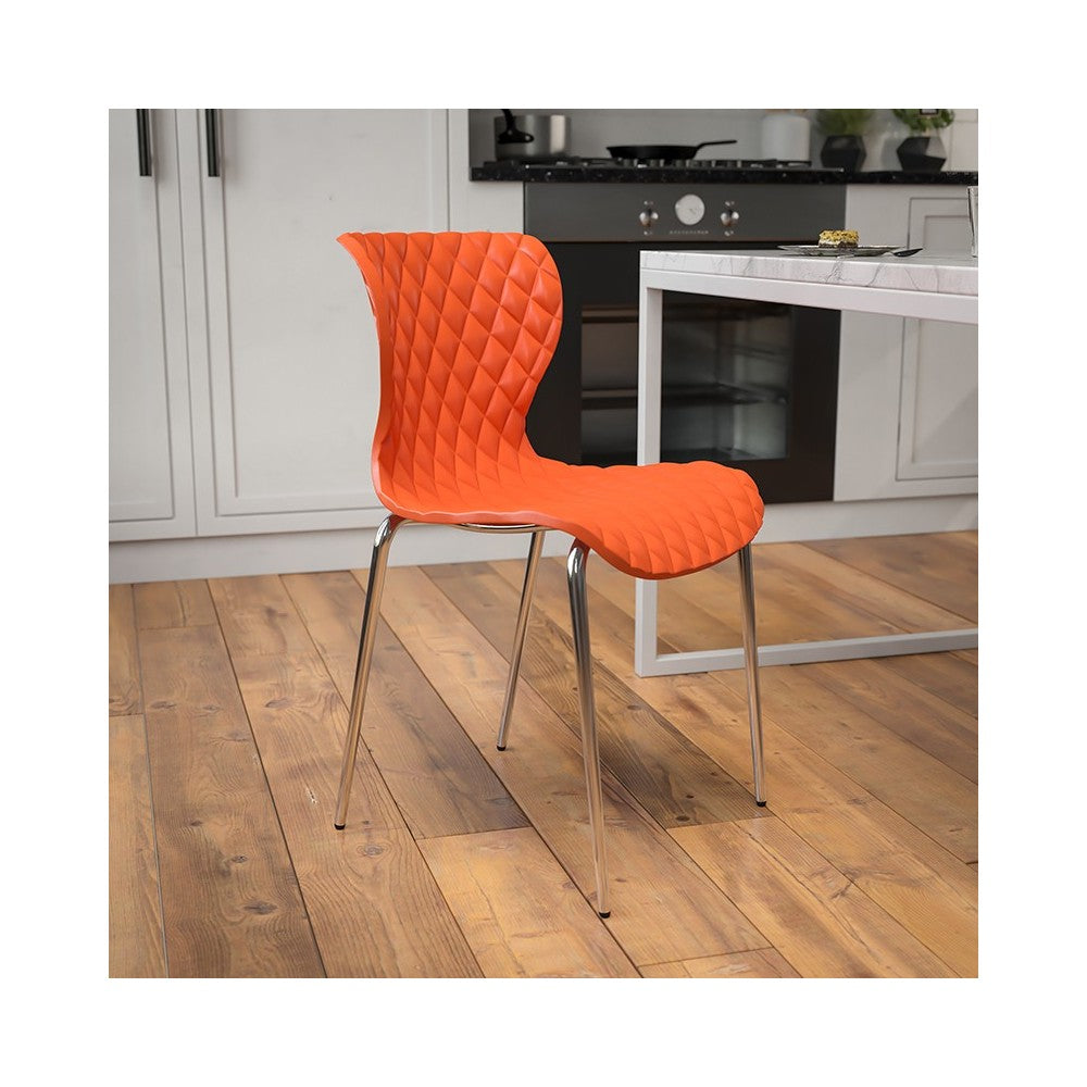 Lowell Contemporary Design Orange Plastic Stack Chair