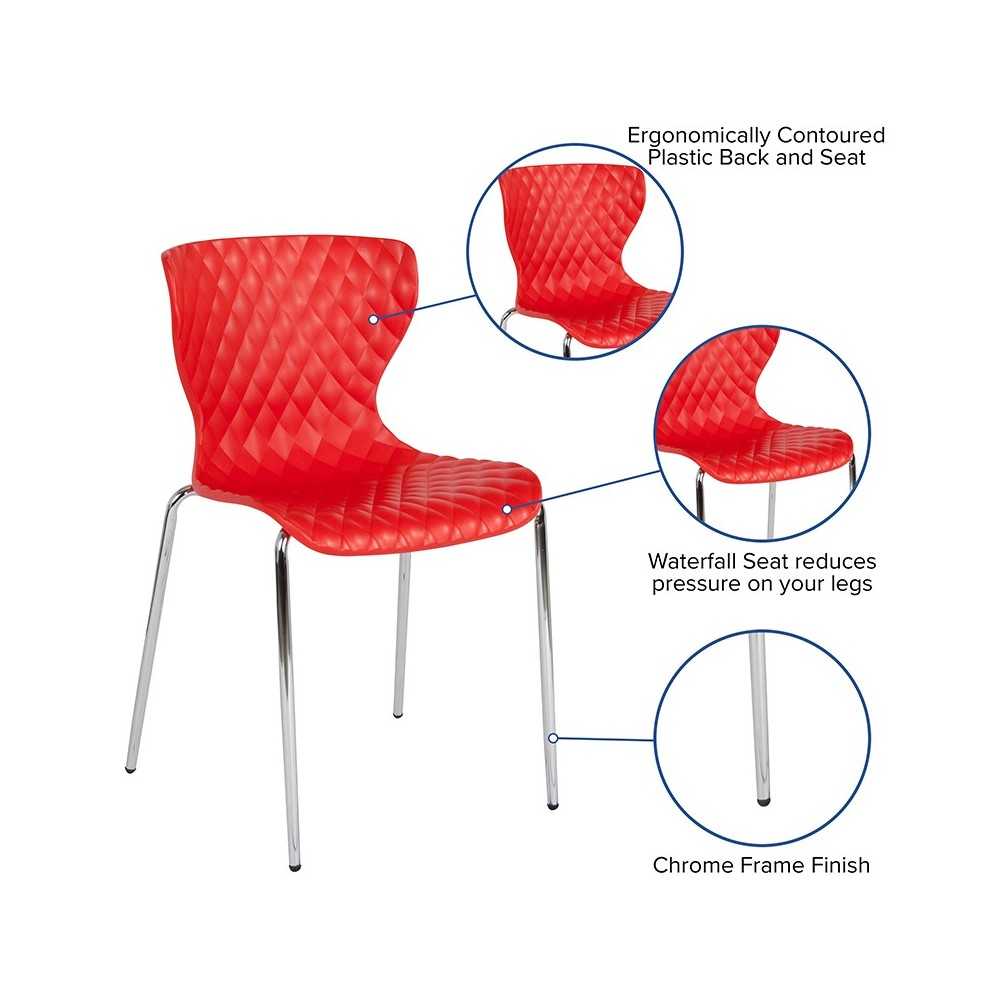 Lowell Contemporary Design Red Plastic Stack Chair