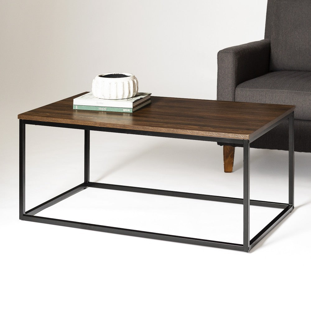 Lowell Open Box Frame Mixed Material Coffee Table - Dark Walnut