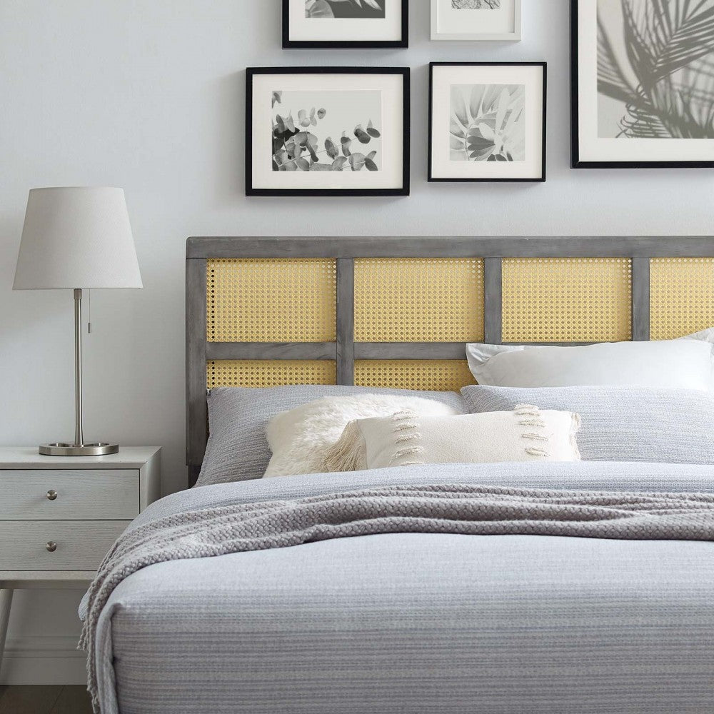 Luana Cane Full Headboard, Gray