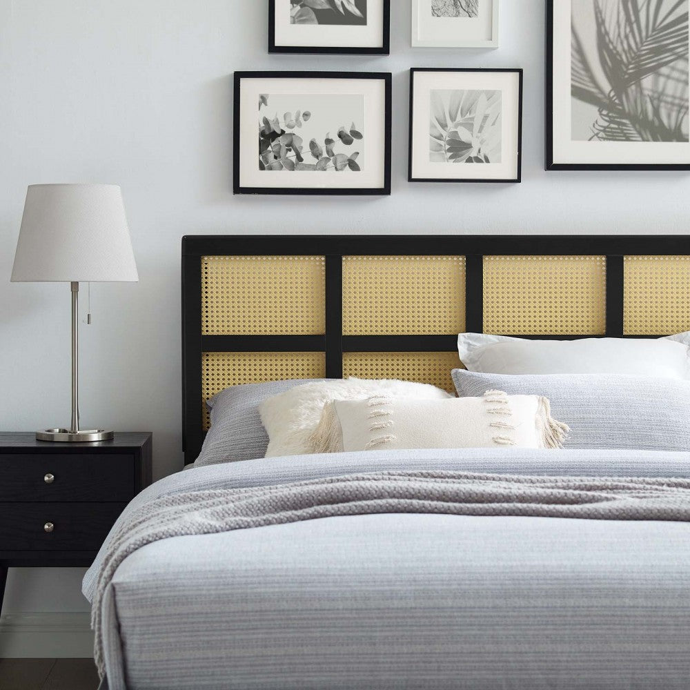 Luana Cane Full Headboard, Black