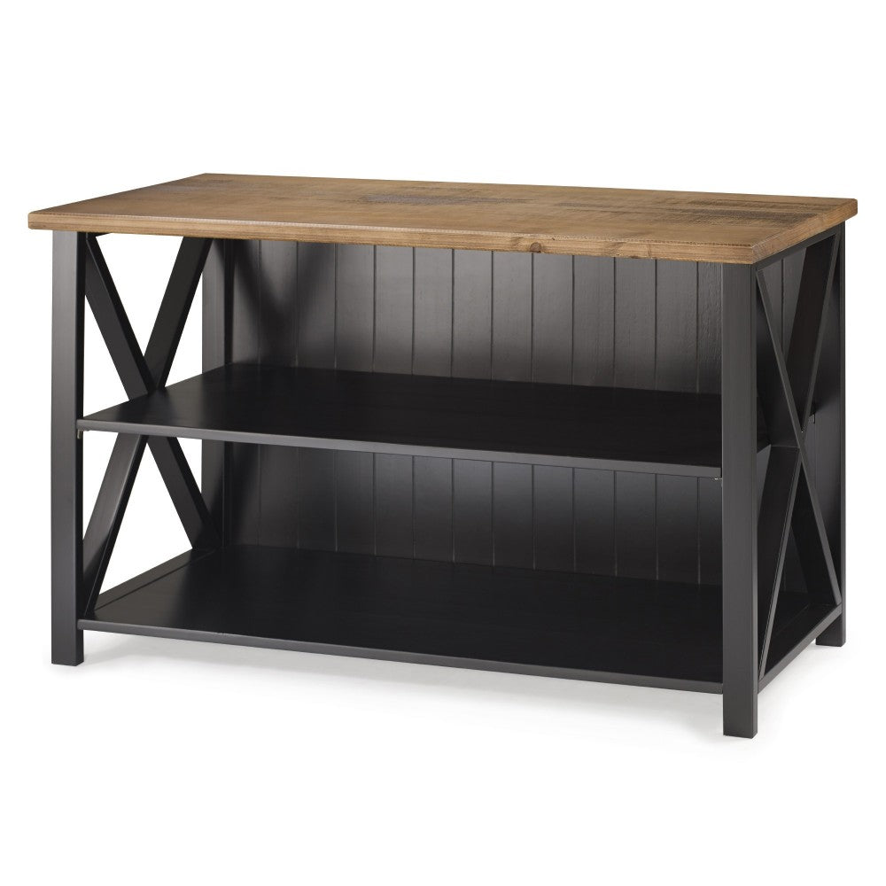 Lucas 52" Solid Wood Farmhouse Storage Console - Rustic Oak/Black