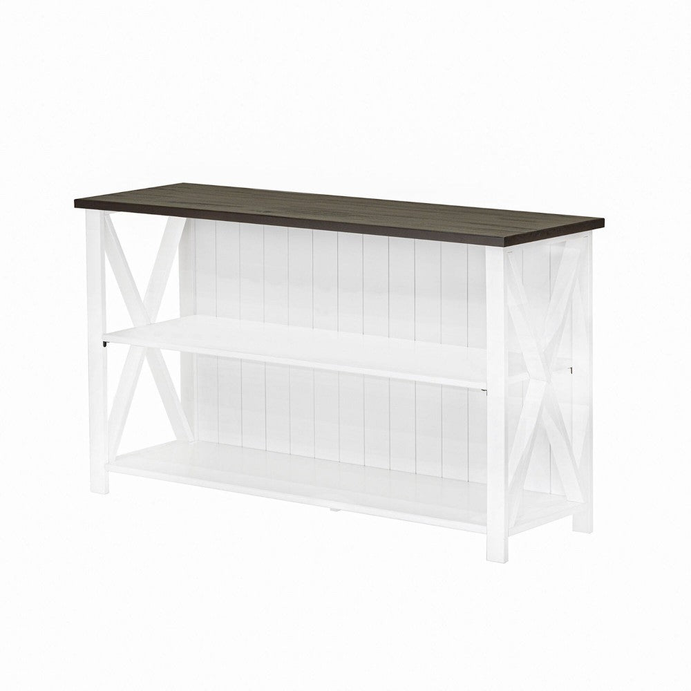 Lucas 52" Solid Wood Farmhouse Storage Console - White/Gray