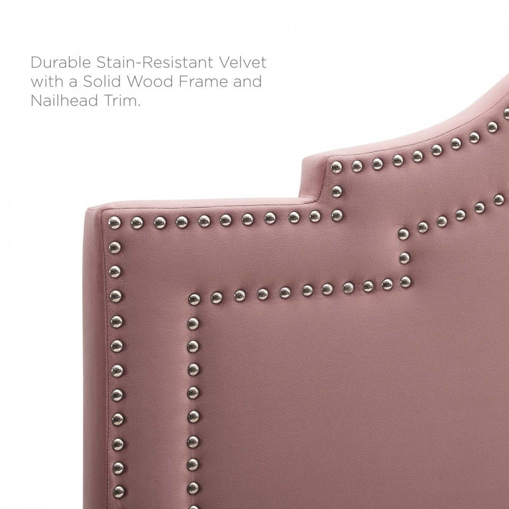 Lucia Full/Queen Performance Velvet Headboard, Dusty Rose