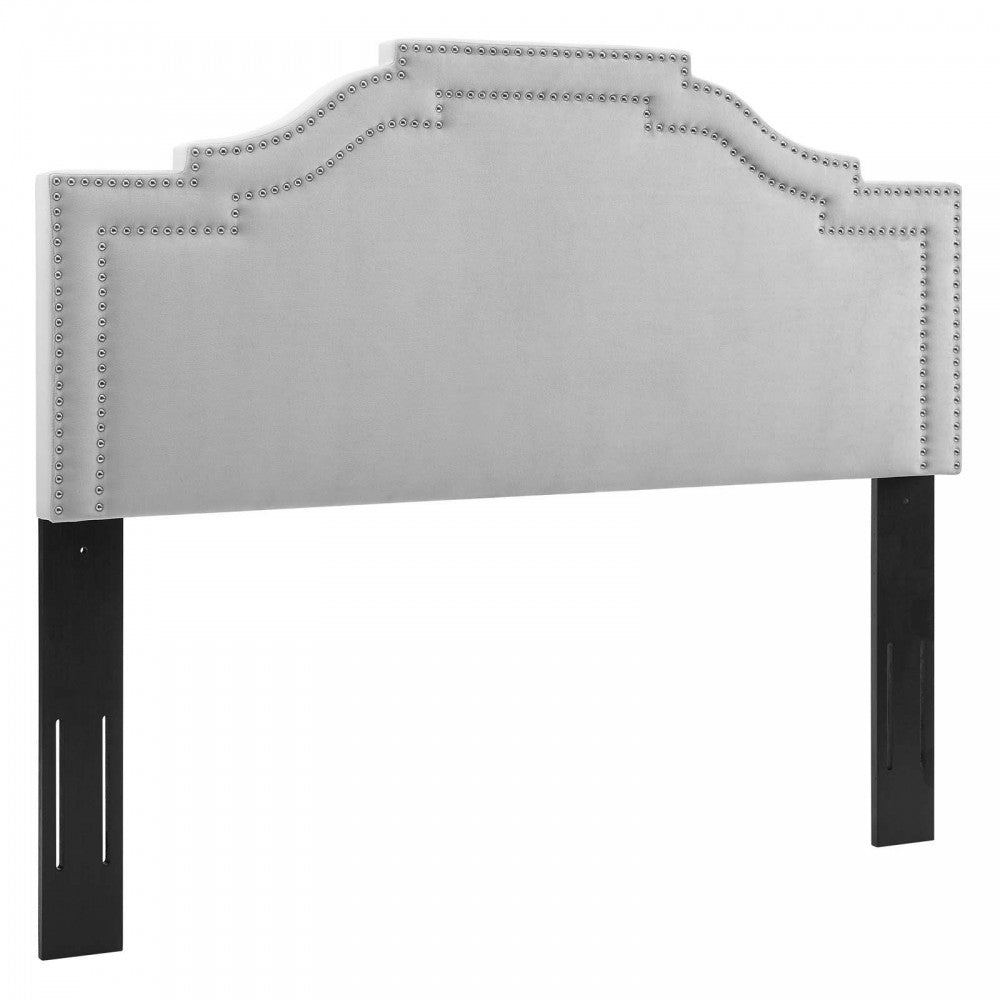 Lucia Full/Queen Performance Velvet Headboard, Light Gray