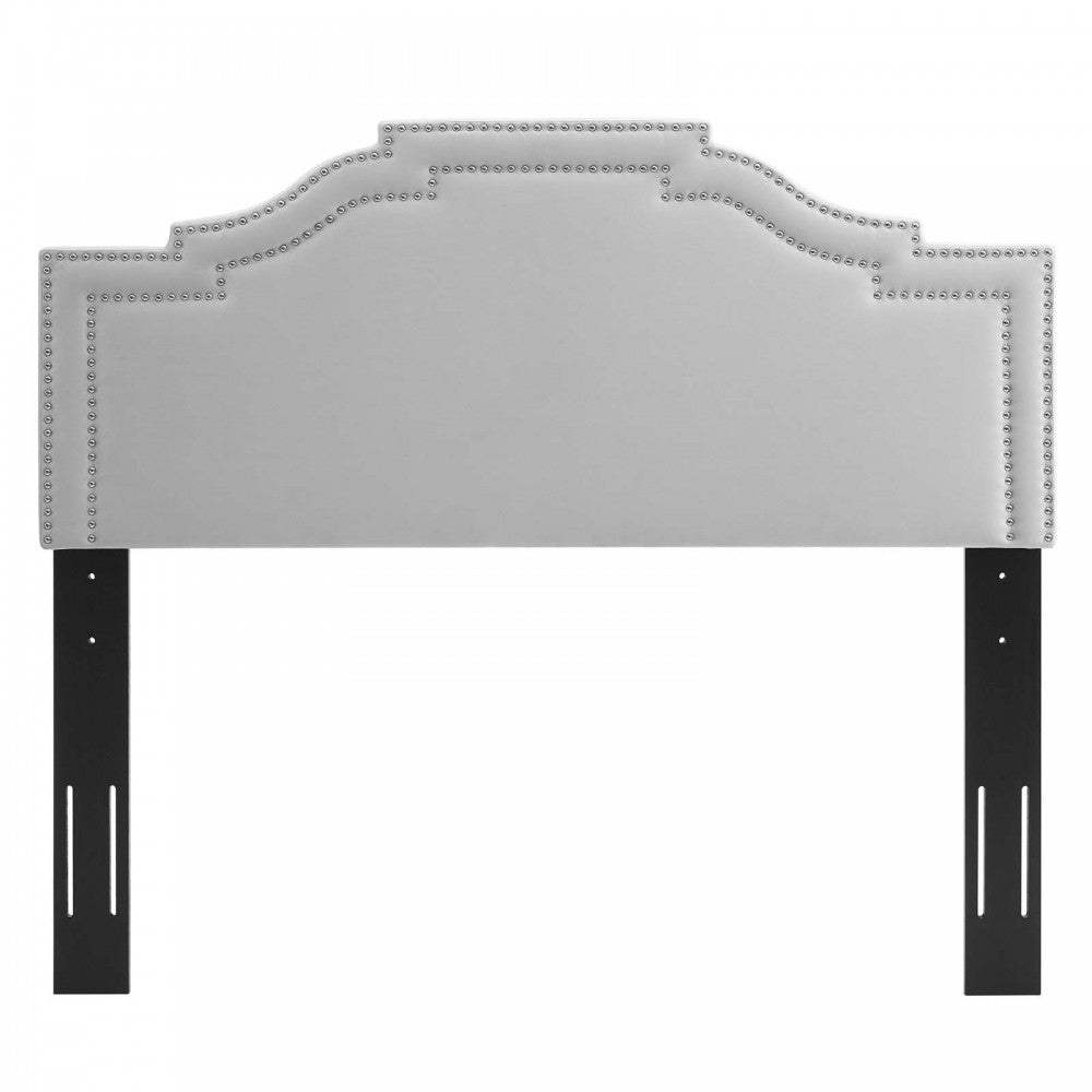 Lucia Full/Queen Performance Velvet Headboard, Light Gray