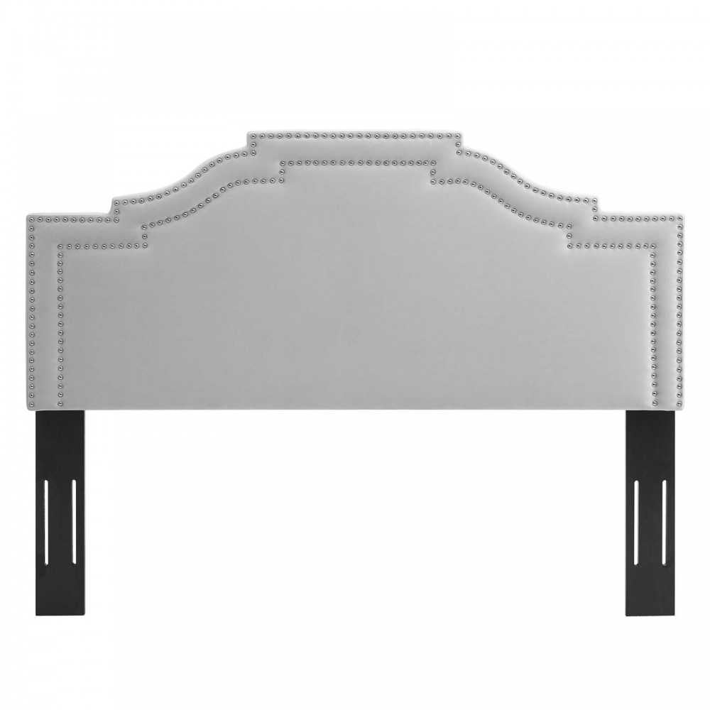 Lucia Full/Queen Performance Velvet Headboard, Light Gray