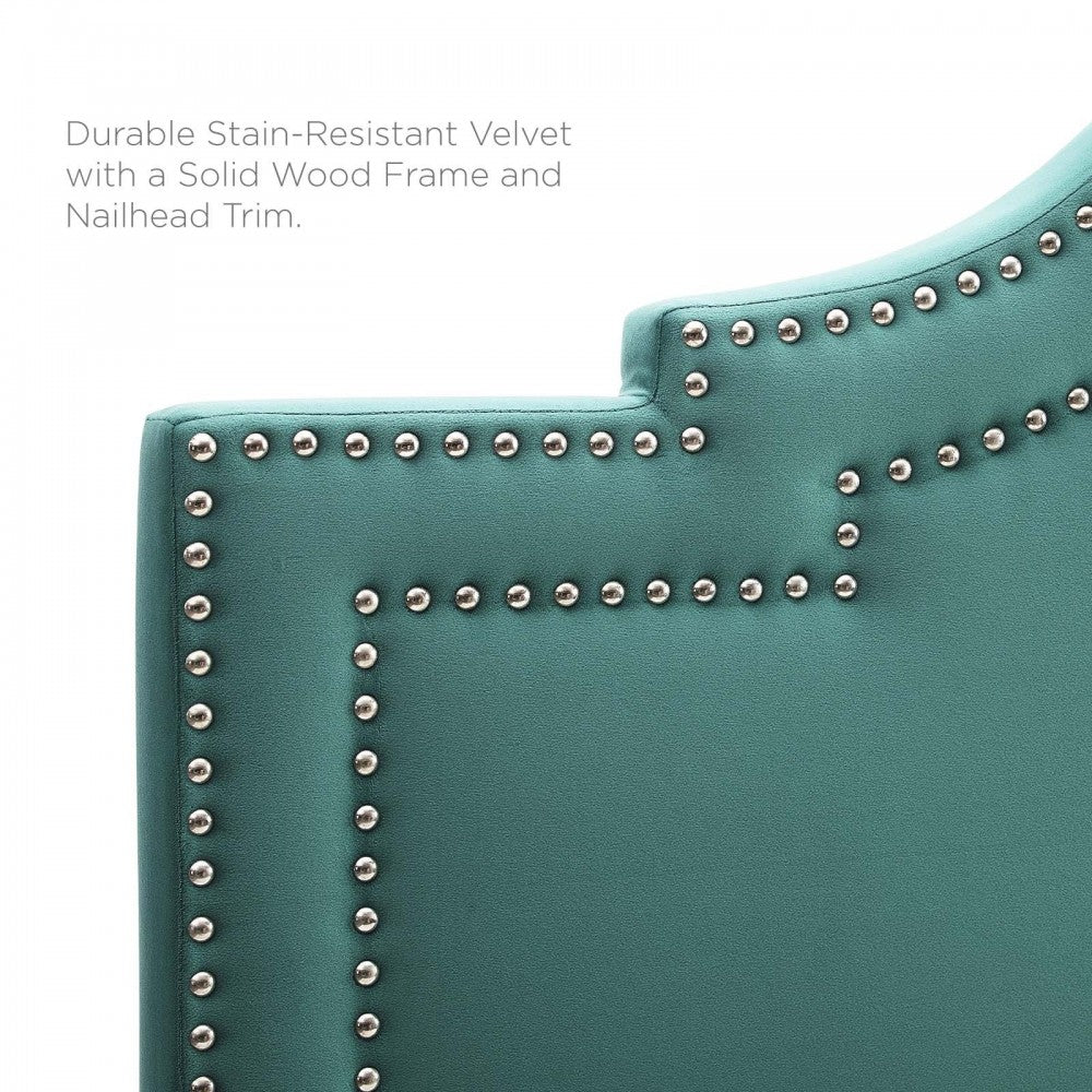 Lucia Full/Queen Performance Velvet Headboard, Teal