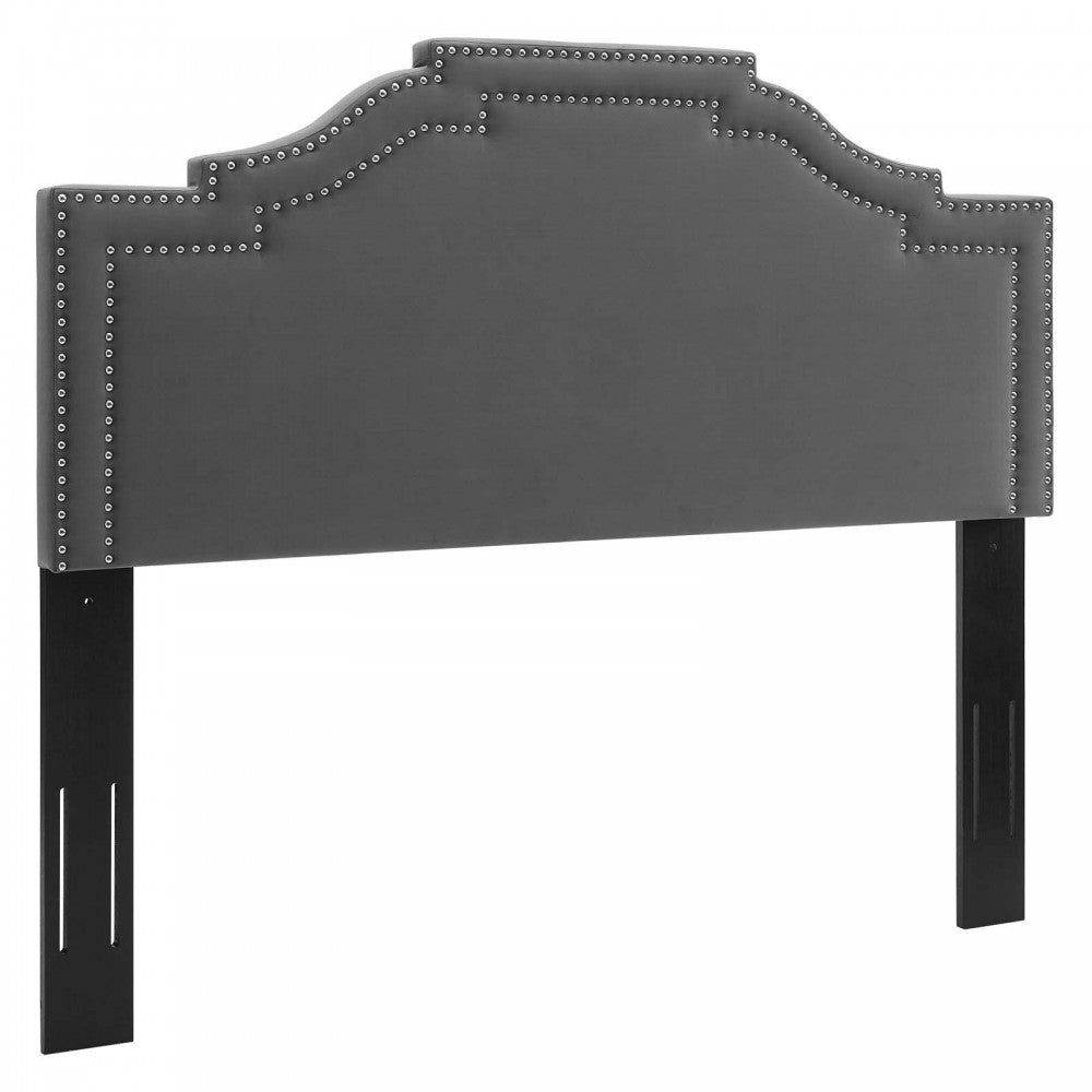 Lucia Full/Queen Performance Velvet Headboard, Charcoal