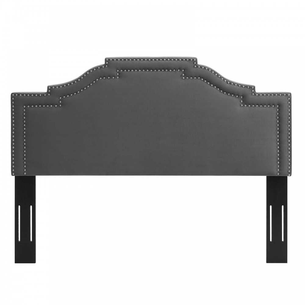 Lucia Full/Queen Performance Velvet Headboard, Charcoal