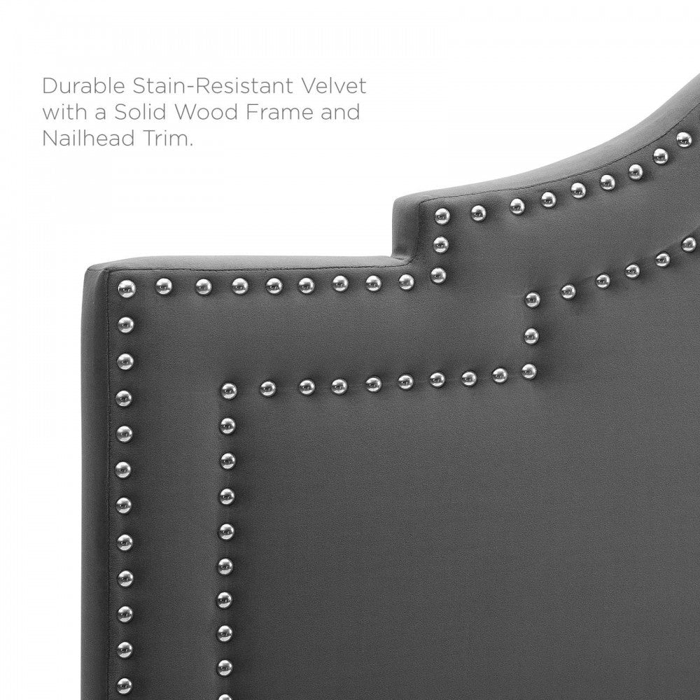 Lucia Full/Queen Performance Velvet Headboard, Charcoal