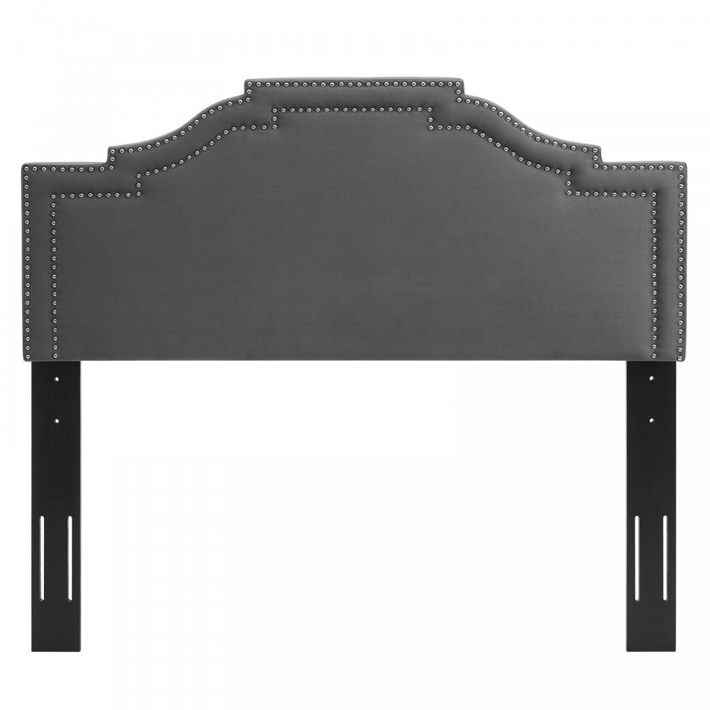 Lucia Full/Queen Performance Velvet Headboard, Charcoal